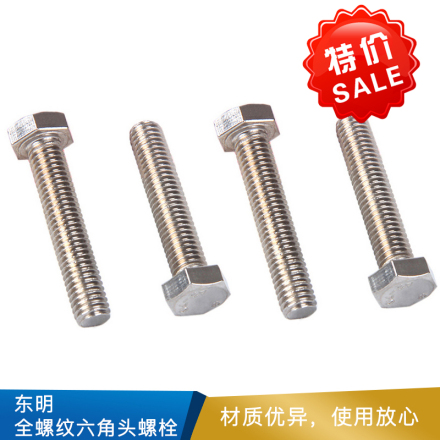 东明 全螺纹六角头螺栓  304   本色 DIN933 A2 规格（M10-M16)