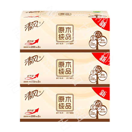 清风  盒装抽纸  200抽/盒  3盒/提  B338C3