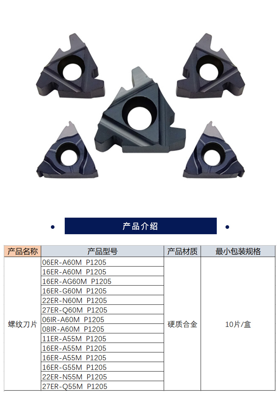 淘工家 螺纹刀片 硬质合金