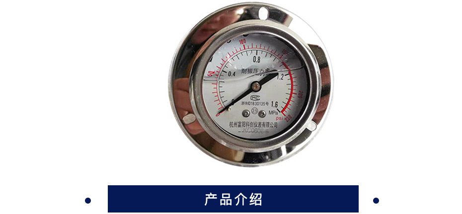 科创 轴向耐震压力表 YN60ZT M14*1.5  0-1.6MPa 精度2.5