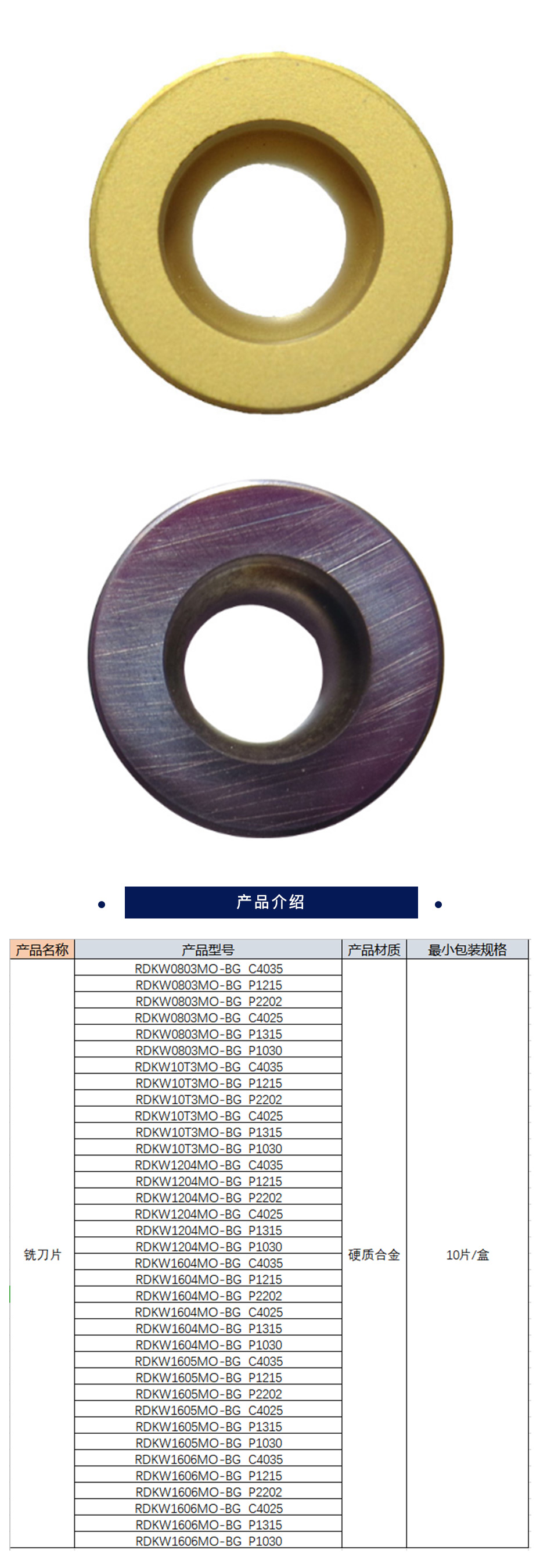 淘工家 铣刀片 硬质合金 RDKW系列