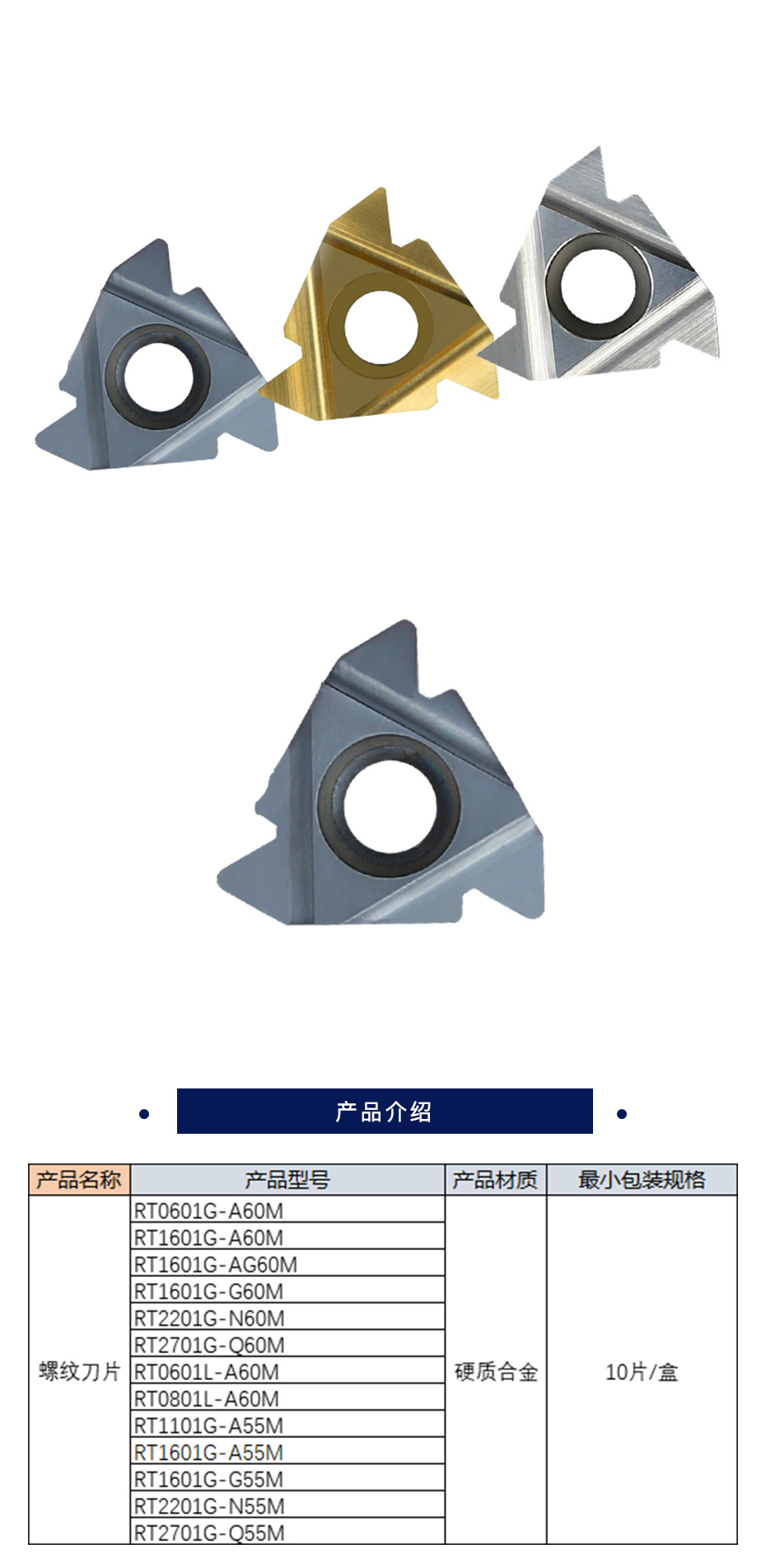欧科亿 RT 螺纹刀片 